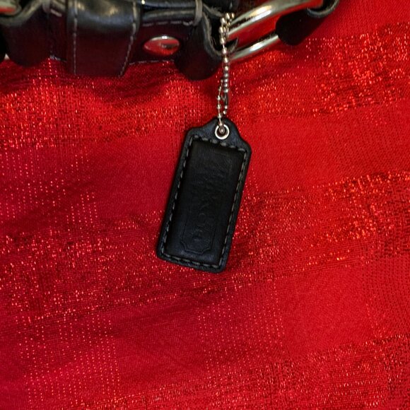 Coach Handbag in Black with Leather Trim and Light Blue Lining - Picture 5 of 15